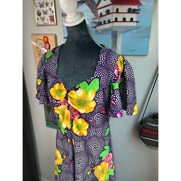 Vtg 70s Handmade- Maxi Dress- Size Large, see measurements- Purple Hawaiian - Picture 5 of 5